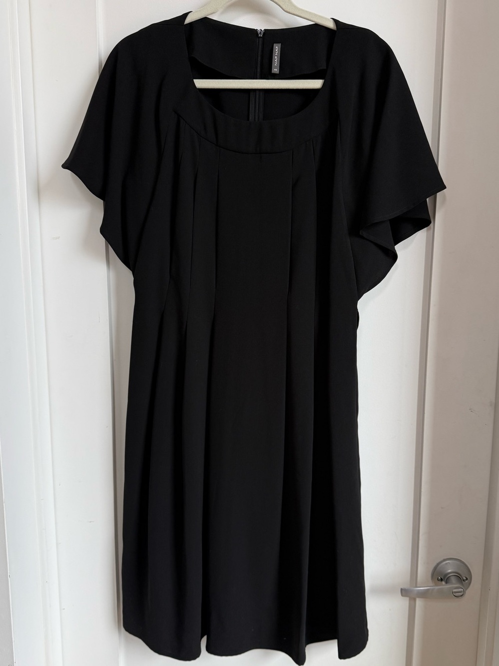 NAF NAF Black Midi Dress with Flutter Sleeves